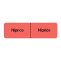 Nevs IV Drug Line Label - Nipride/Nipride 7/8" x 3" Flr Red w/Black N-2483